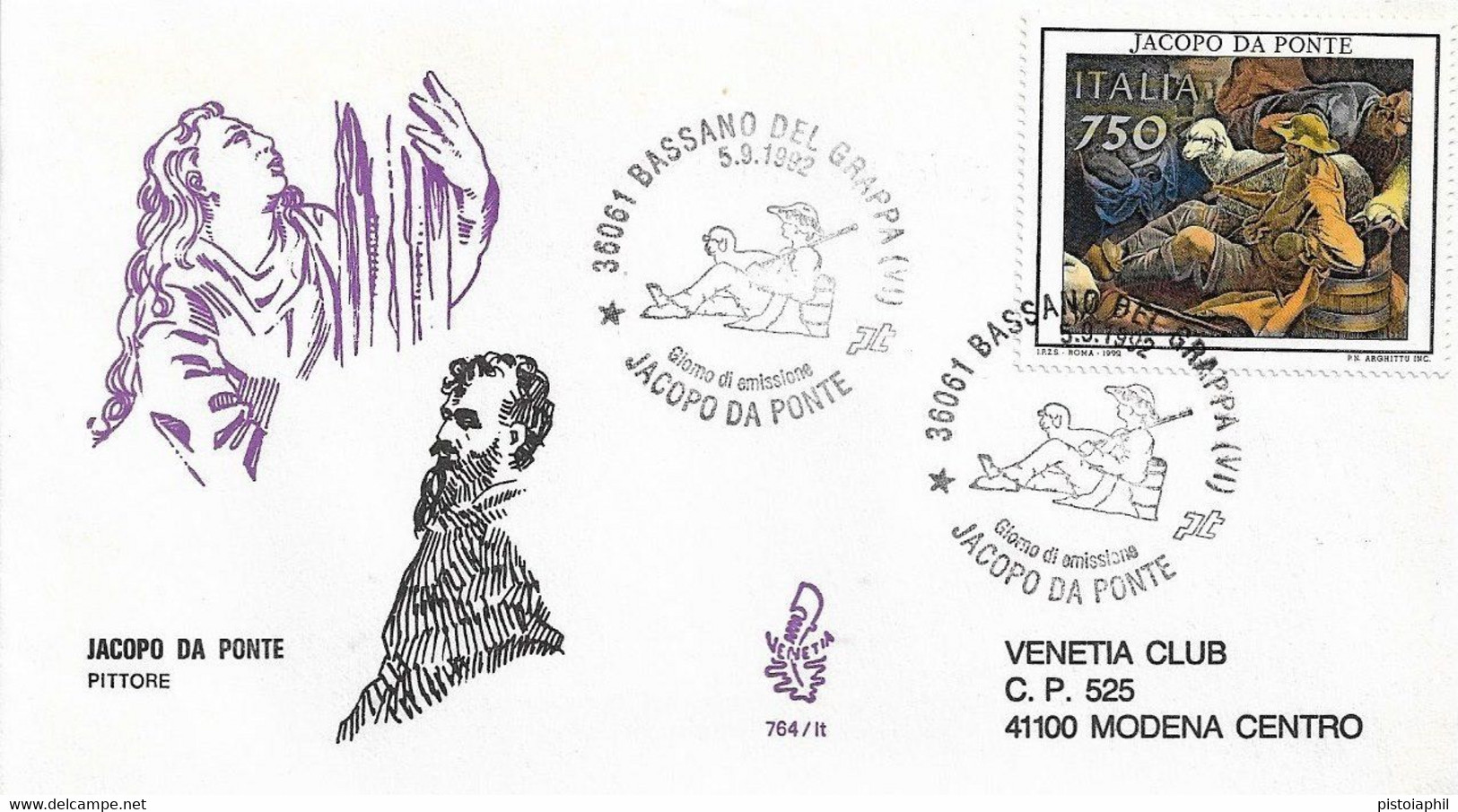 Fdc Venetia: JACOPO DA PONTE  (1992); Viaggiata; Annullo Speciale (AS) - FDC