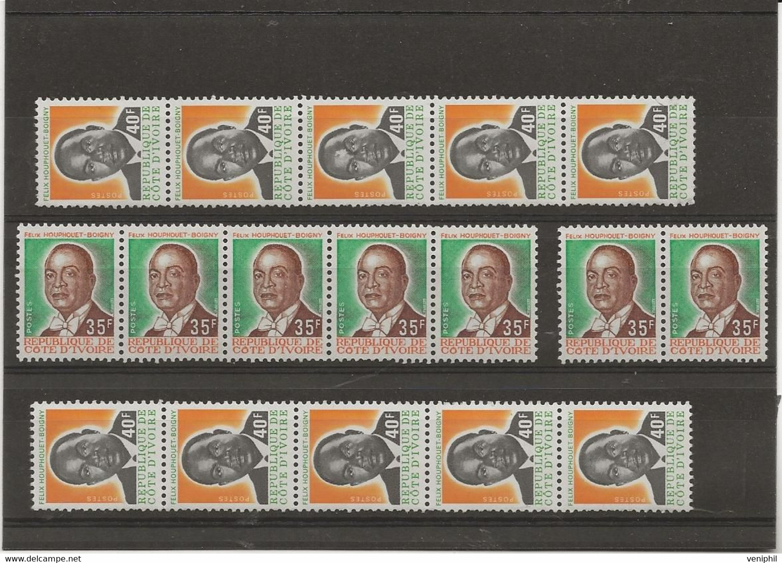 COTE D'IVOIRE N° 433 B -PROVENANT DE ROULETTES 10 EXEMPLAIRES DONT 1 AVEC N° + 7 EXEMPL N° 433 A -COTE :1990 € - Côte D'Ivoire (1960-...)