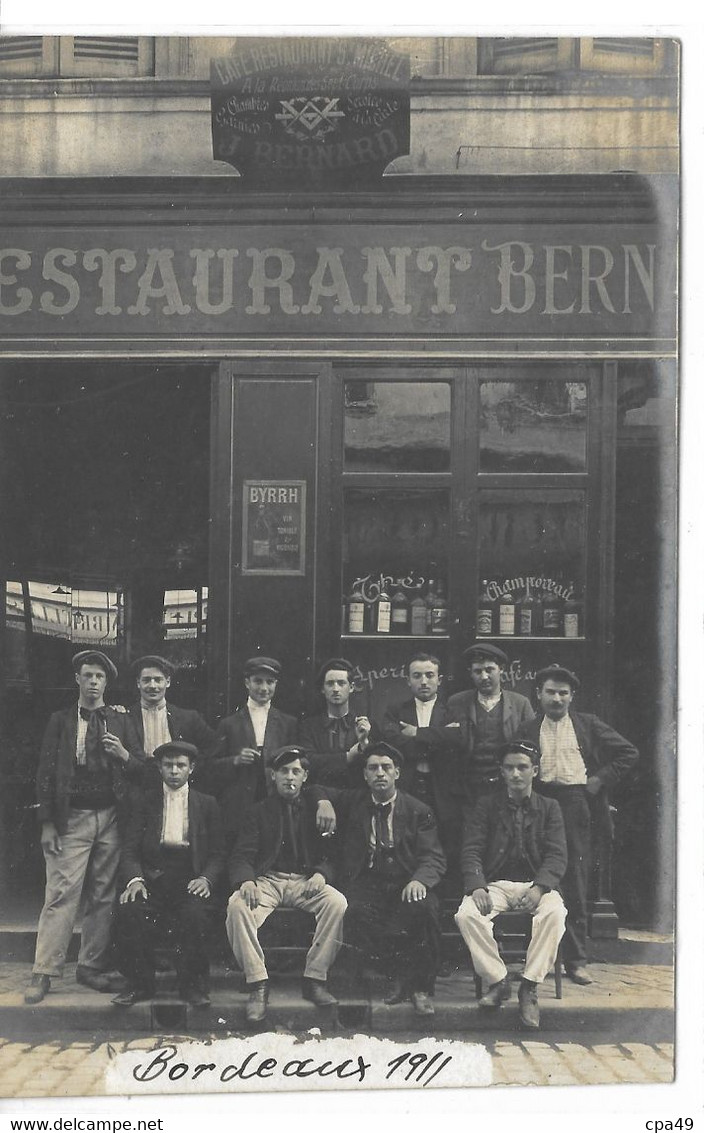 33 BORDEAUX  CARTE PHOTO  BAR  RESTAURANT  ST- MICHEL  J. BERNARD - Bordeaux