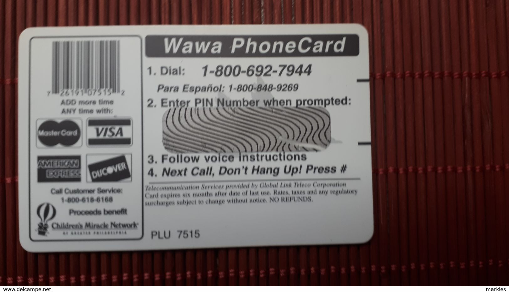 Prepaidcard Wawa Us 15 MIN 2 Scan  Rare - Other & Unclassified