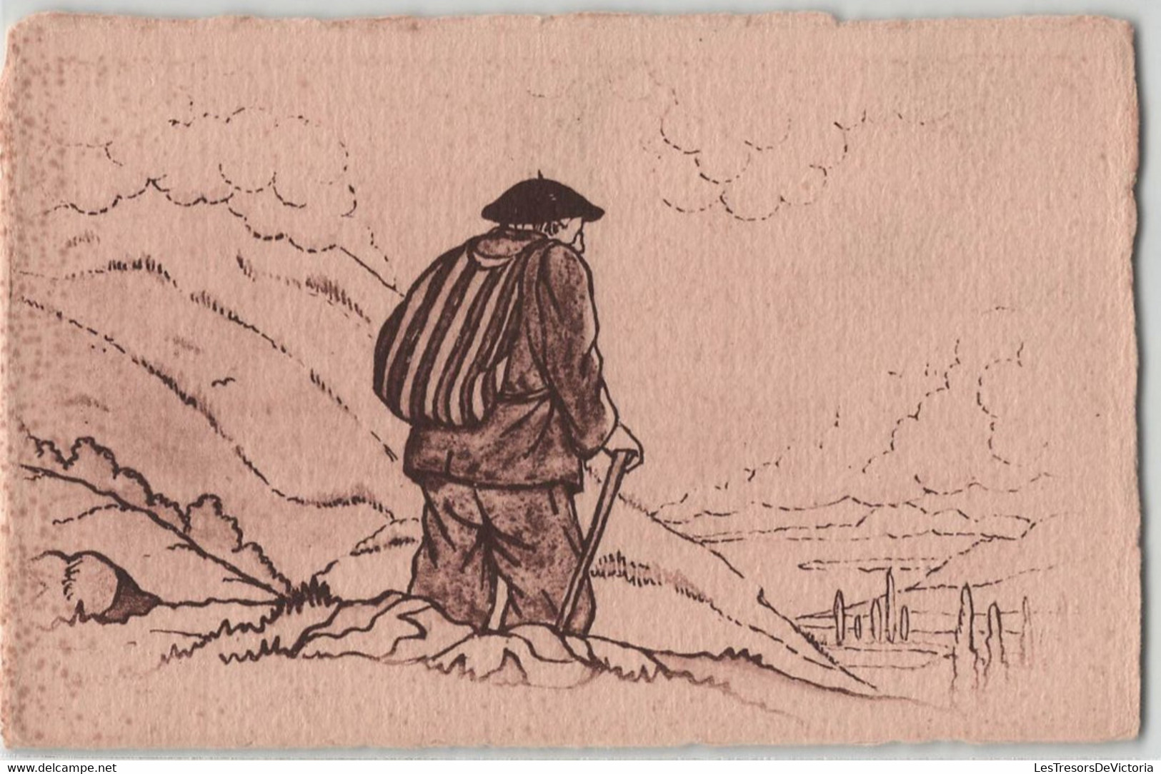 CPA Bearn Bigorre - Montagnard Allant à La Ville - Illustration -  Beret Basque - Bearn