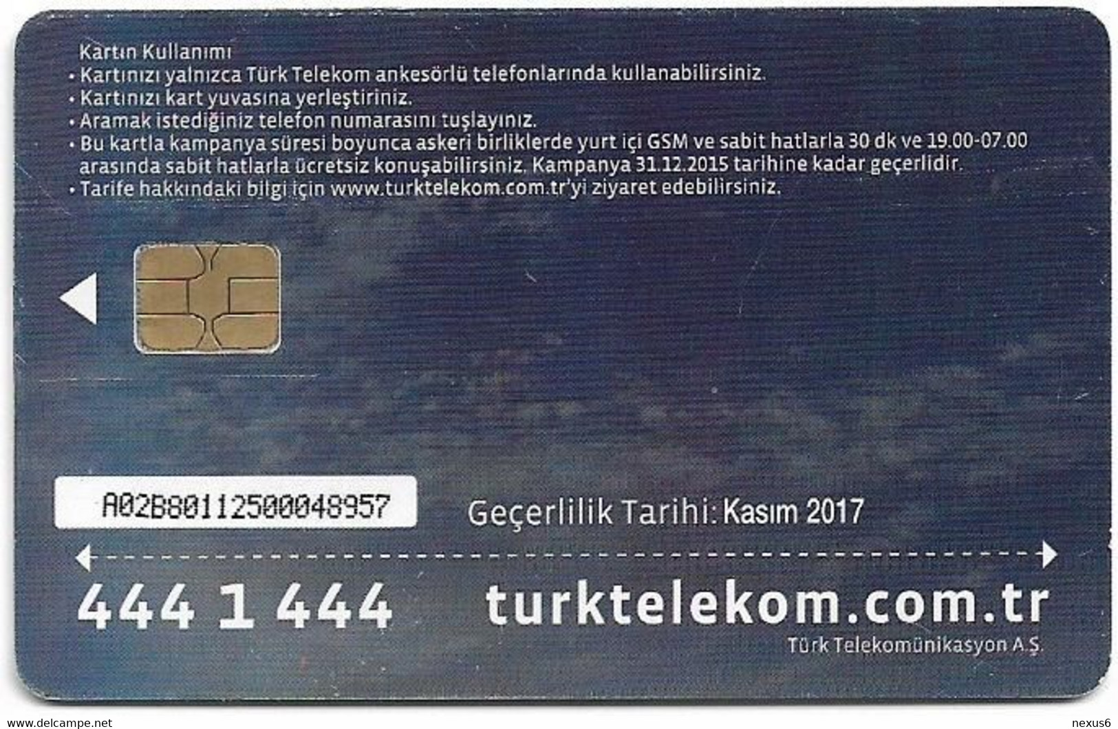 Turkey - TT (chip) - Soldier Cards - C-0310A - 175 Yıl Anniversary (Kasım 2017), Chip CHT05, 4₤, 2015, Used - Türkei