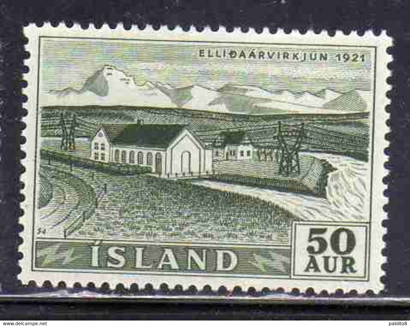 ISLANDA ICELAND ISLANDE 1956 WATERFALLS ELLIDAR POWER PLANT 50a USED USATO OBLITERE' - Posta Aerea
