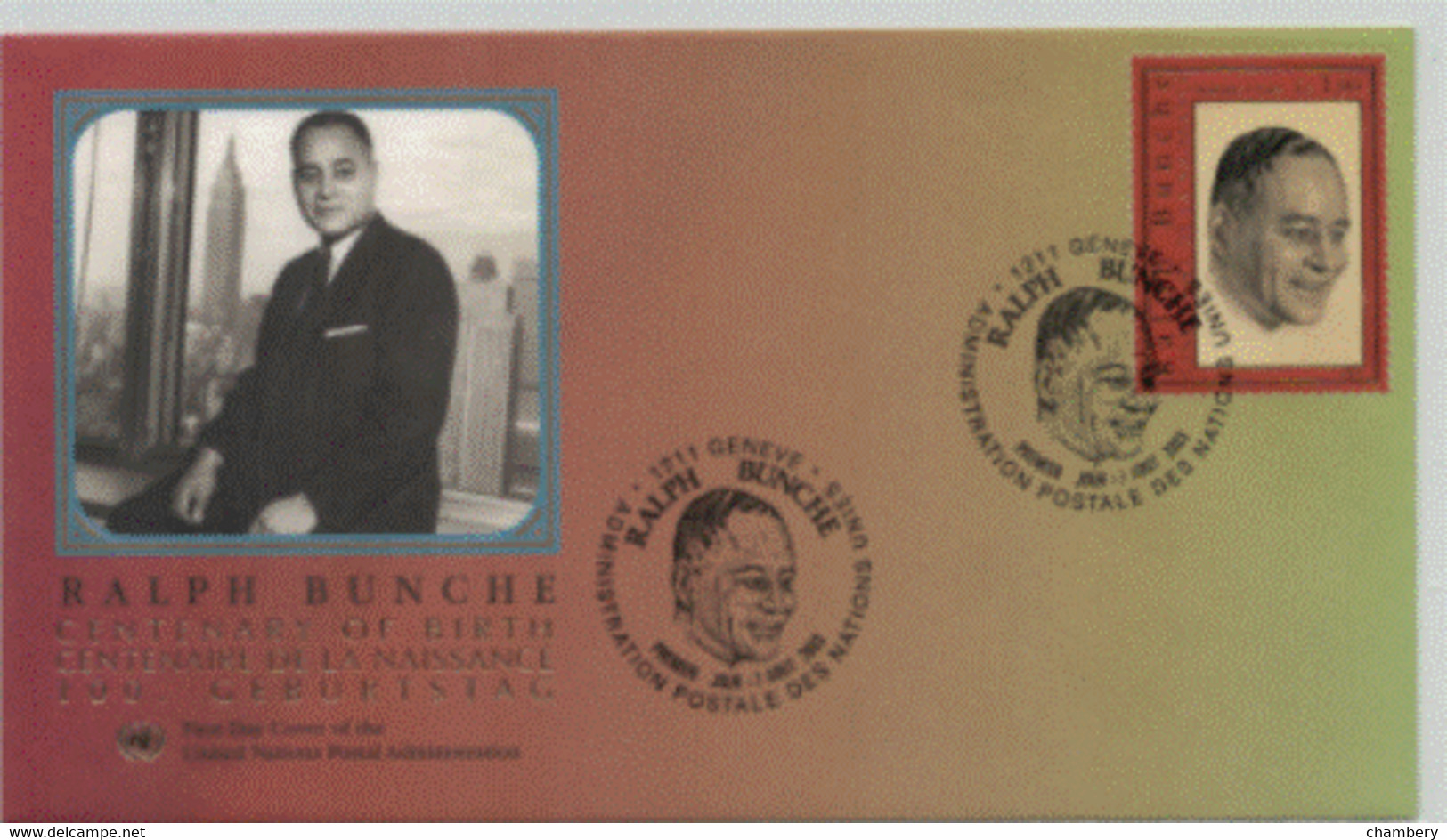 Nations Unies - "Centenaire De La Naissance De Ralph Bunche" - Envel 1er Jour 7 Août 2003 - Oblitéré N° 484 - Lettres & Documents
