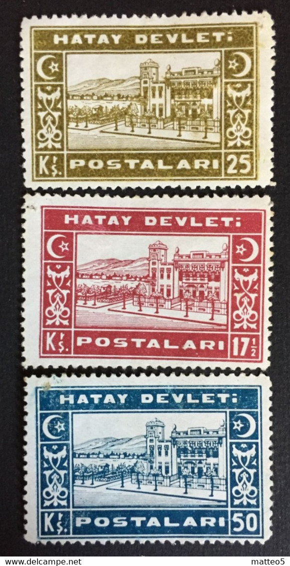 1939 - Turkey Turkish Hatay  State - Post Office Antioch - 3 Stamps - New  -( Mint Hinged) - 1934-39 Sandschak Alexandrette & Hatay