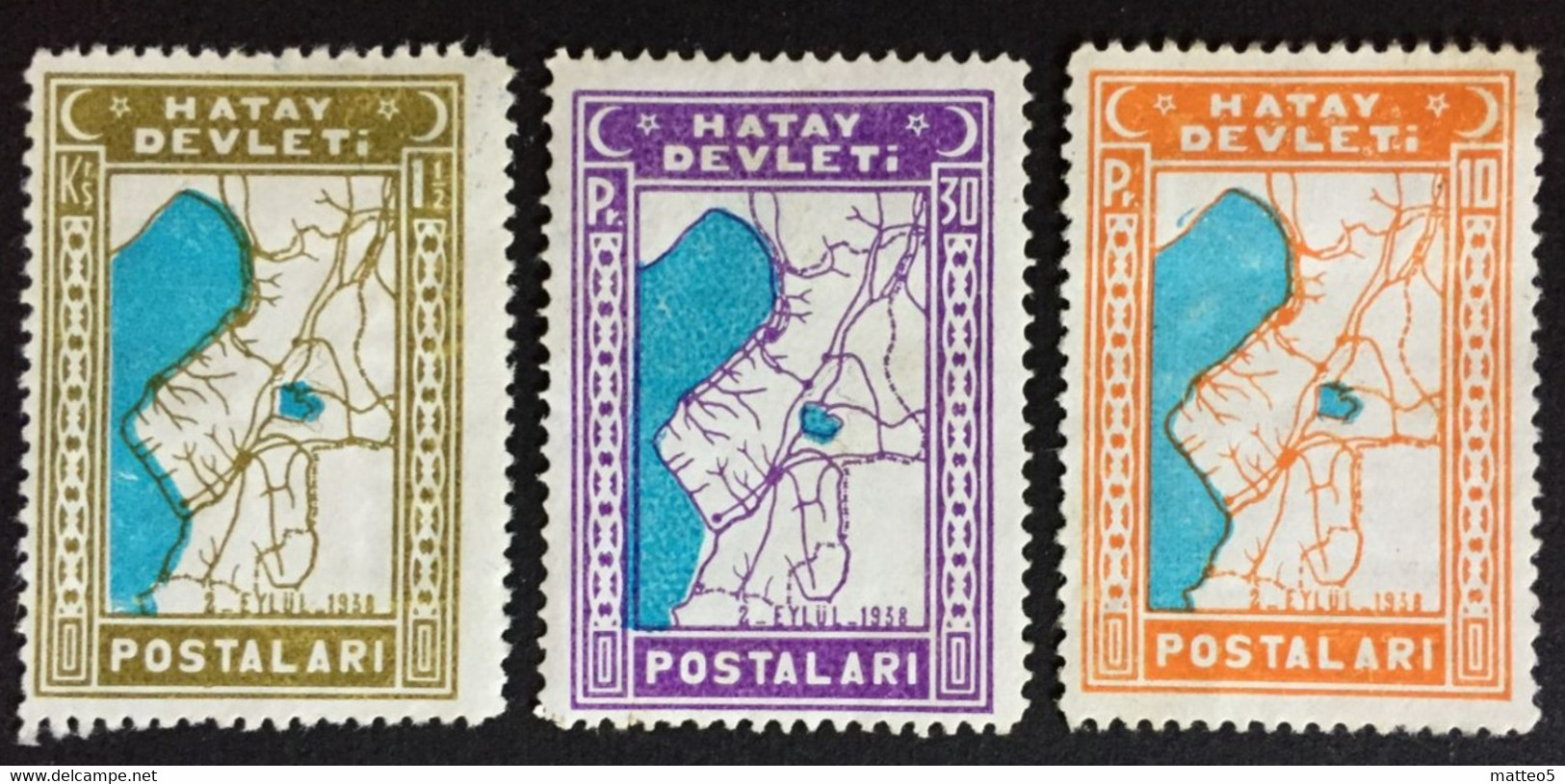 1939 - Turkey Turkish Hatay  State - Map Of Hatay - 3 Stamps - New  -( Mint Hinged) - 1934-39 Sandjak Alexandrette & Hatay