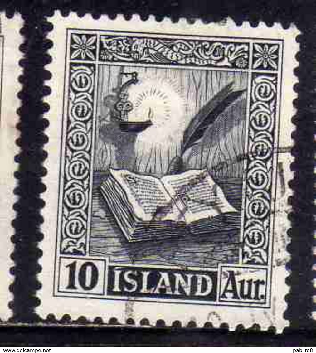 ISLANDA ICELAND ISLANDE 1953 REJKJABOK 10a USED USATO OBLITERE' - Used Stamps