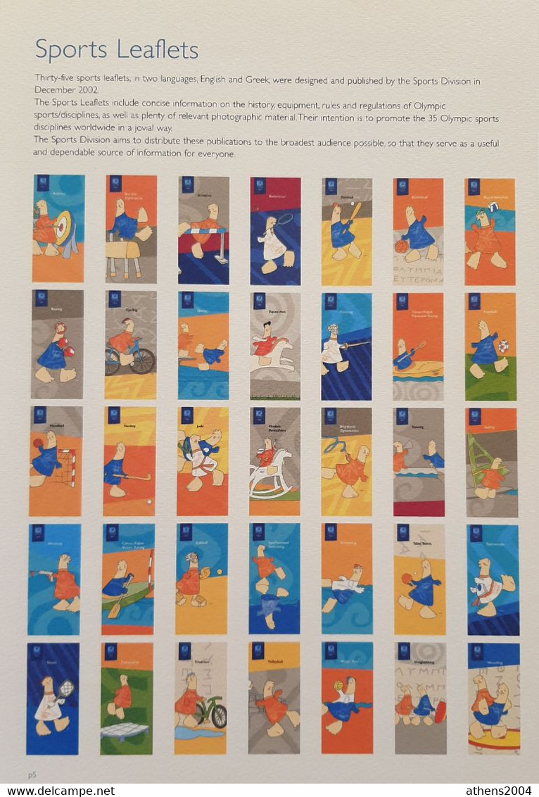 Athens 2004 Olympic Games, Full Set Of 35 Sports Leaflets With Mascots. ENGLISH Version - Apparel, Souvenirs & Other