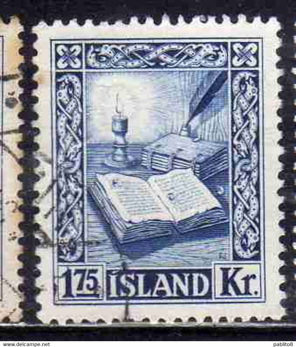 ISLANDA ICELAND ISLANDE 1953 REJKJABOK 1.75k USED USATO OBLITERE' - Used Stamps