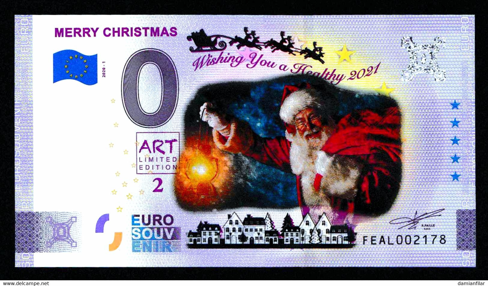 0 Euro Souvenir Merry Christmas Malta Art2 FEAL 2020-1 Color - Malte