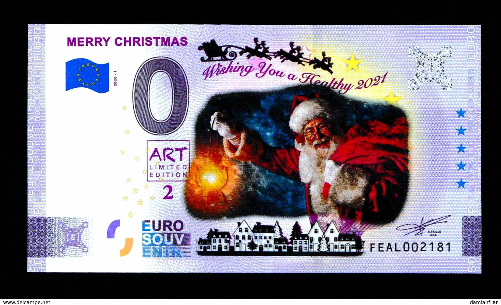0 Euro Souvenir Merry Christmas Malta Art2 FEAL 2020-1 Color - Malte