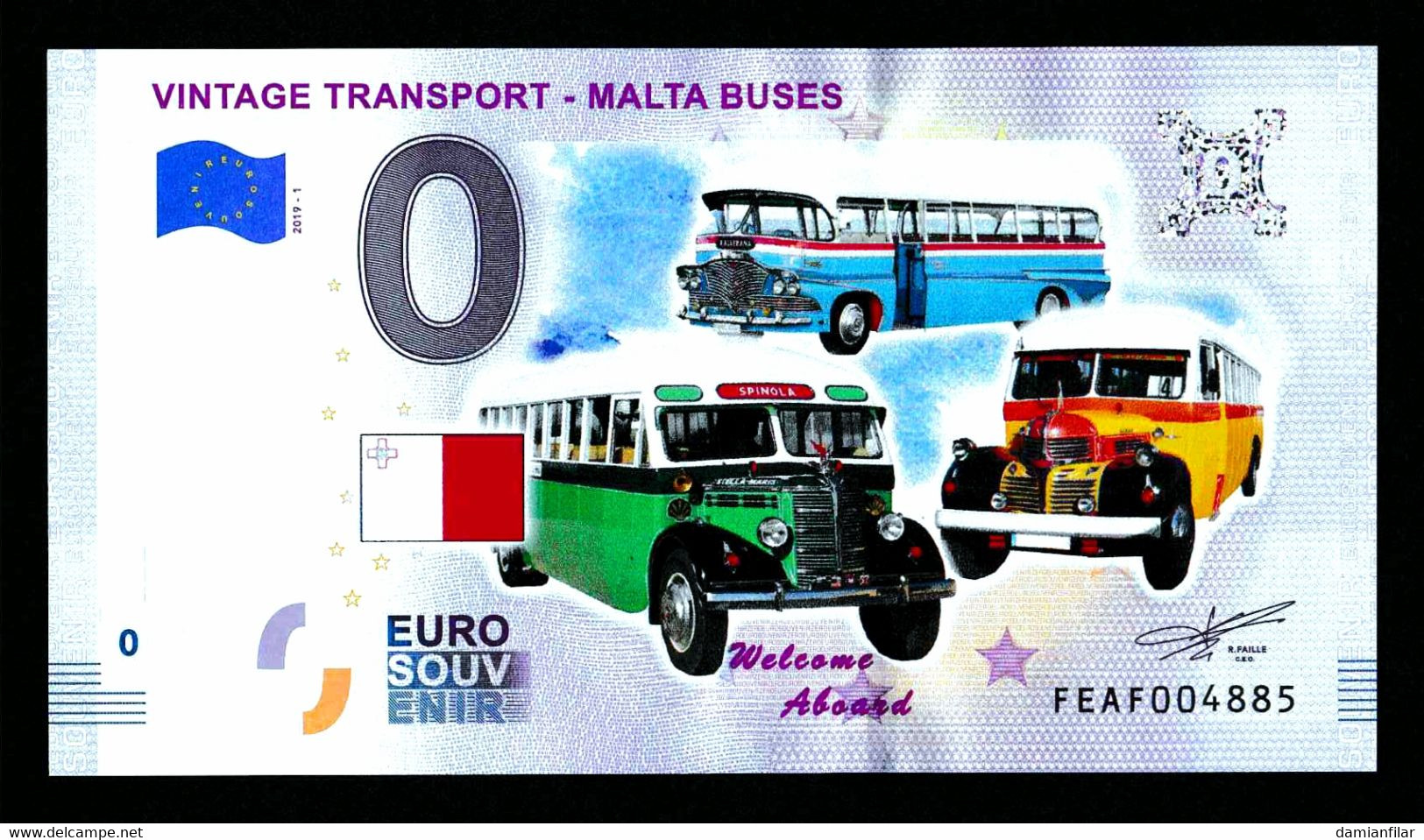 0 Euro Souvenir VINTAGE TRANSPORT MALTA BUSES FEAF 2019-1 Color - Malta