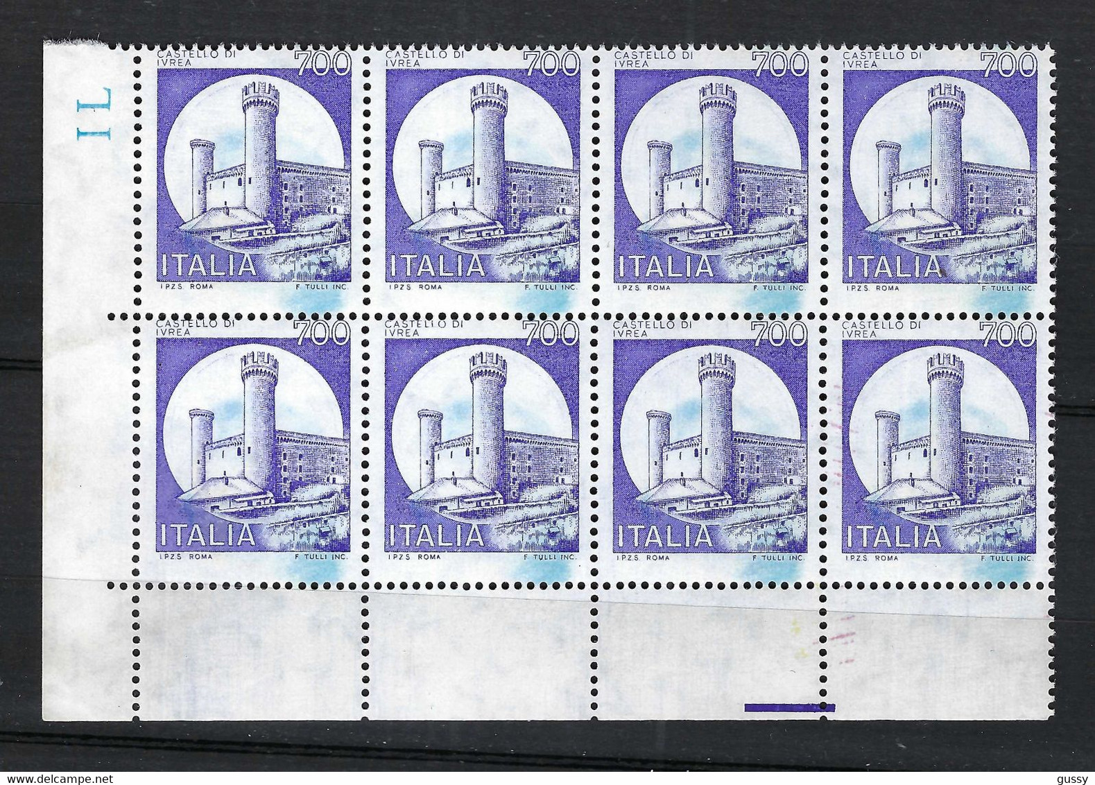 ITALIE 1980: Bloc De 8 CDF Du ZNr.1732 Neufs**, Var. "manquent 2 Couleurs + Grosse Tache Bleue En SE" RR - 1971-80:  Nuovi