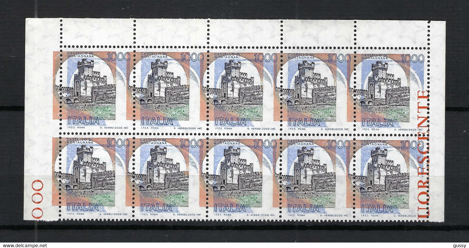 ITALIE 1980: Bloc De 10 CDF Du ZNr.1735 Neufs**, Var. "couleurs Orange, Noire Et Verte Fortement Déplacées" RR - 1971-80:  Nuovi