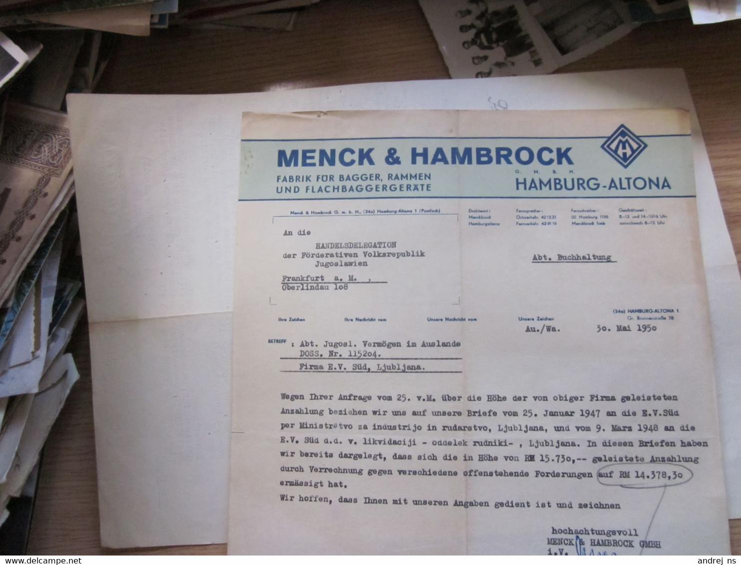 Menck Hambrock Hamburg Altona Fabrik Fur Bagger Rammen Und Flachbaggergerate - Otros & Sin Clasificación