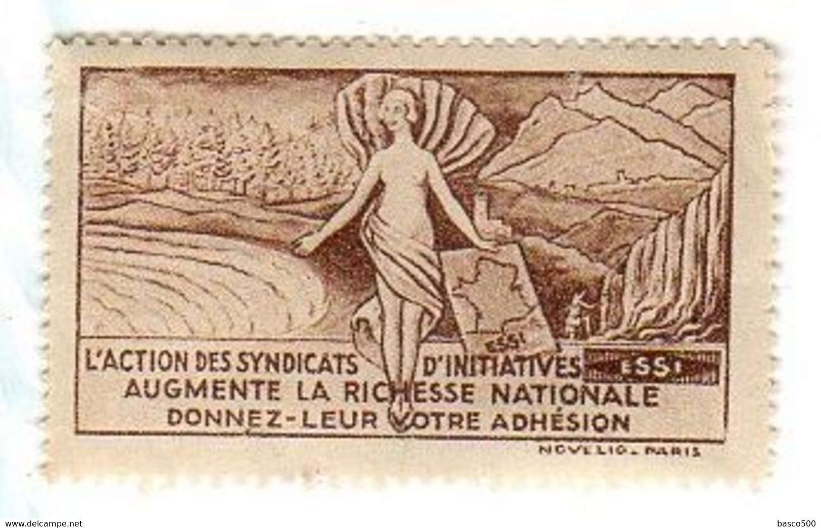 Ancienne Vignette ESSI Nationale "L'Action Des Syndicats D'Initiative Augmente La Richesse Nationale" Novelio - Tourism (Labels)