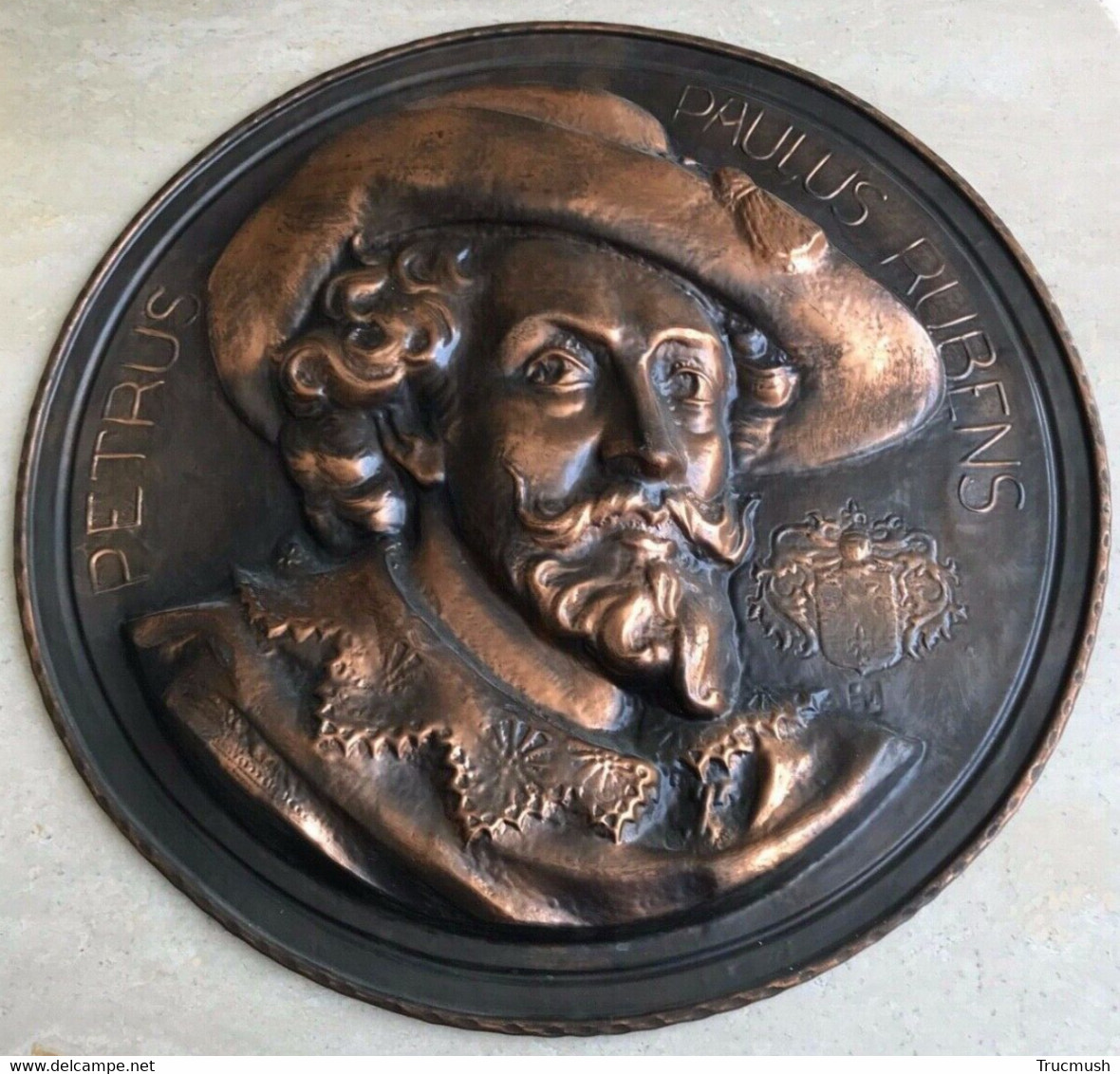 Grande Plaque Murale Décorative "Petrus Paulus Rubens" En Cuivre - Coppers