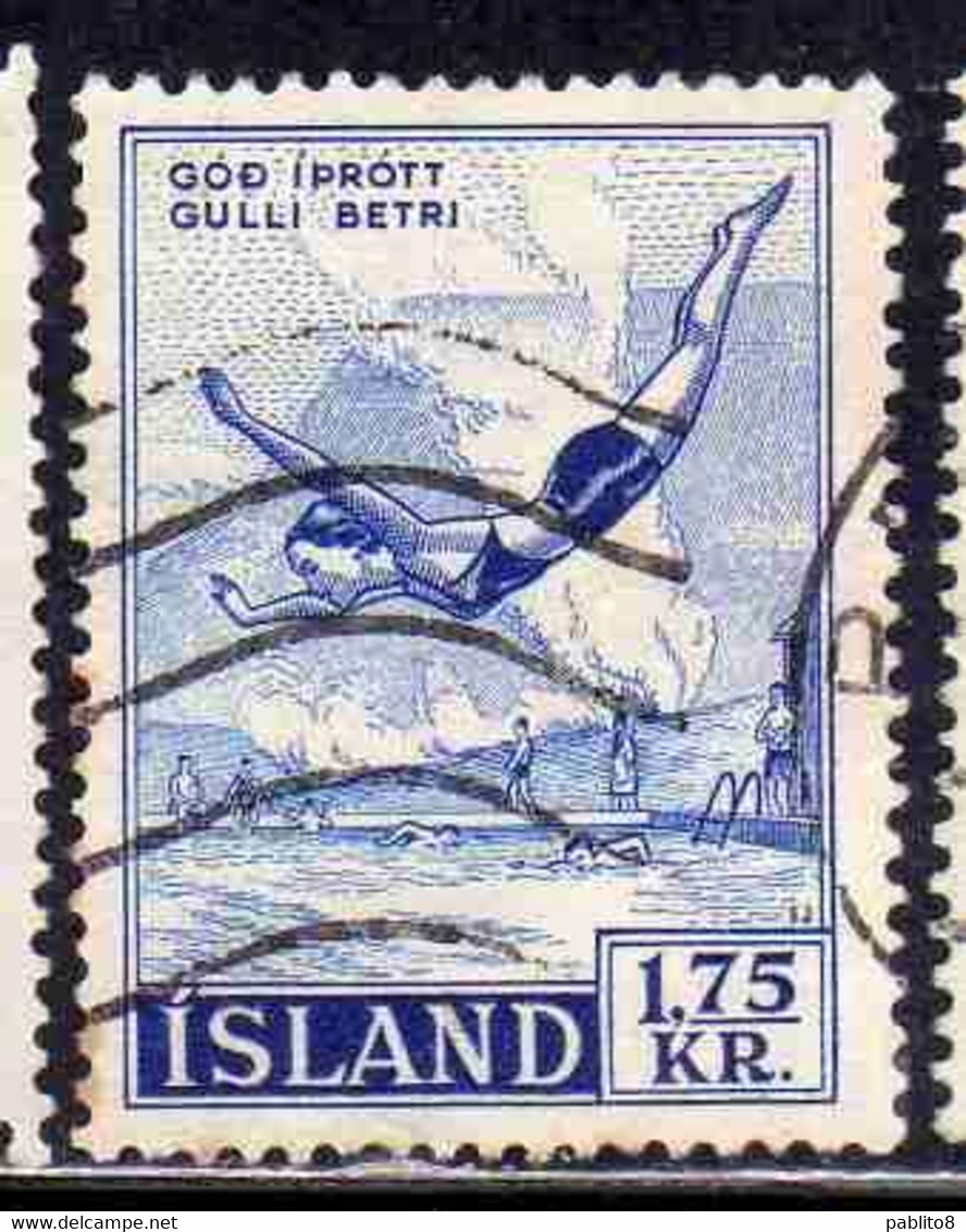 ISLANDA ICELAND ISLANDE 1955 ICELANDIC WRESTLING 1.25k USED USATO OBLITERE' - Oblitérés