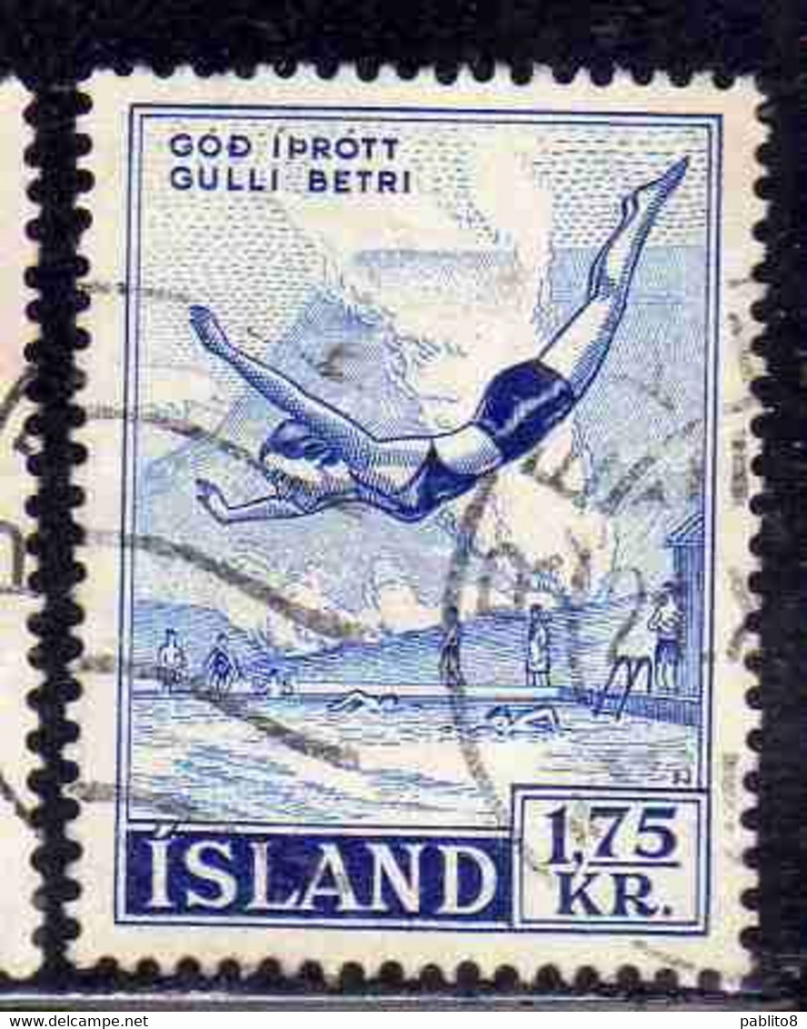 ISLANDA ICELAND ISLANDE 1955 ICELANDIC WRESTLING 1.25k USED USATO OBLITERE' - Used Stamps