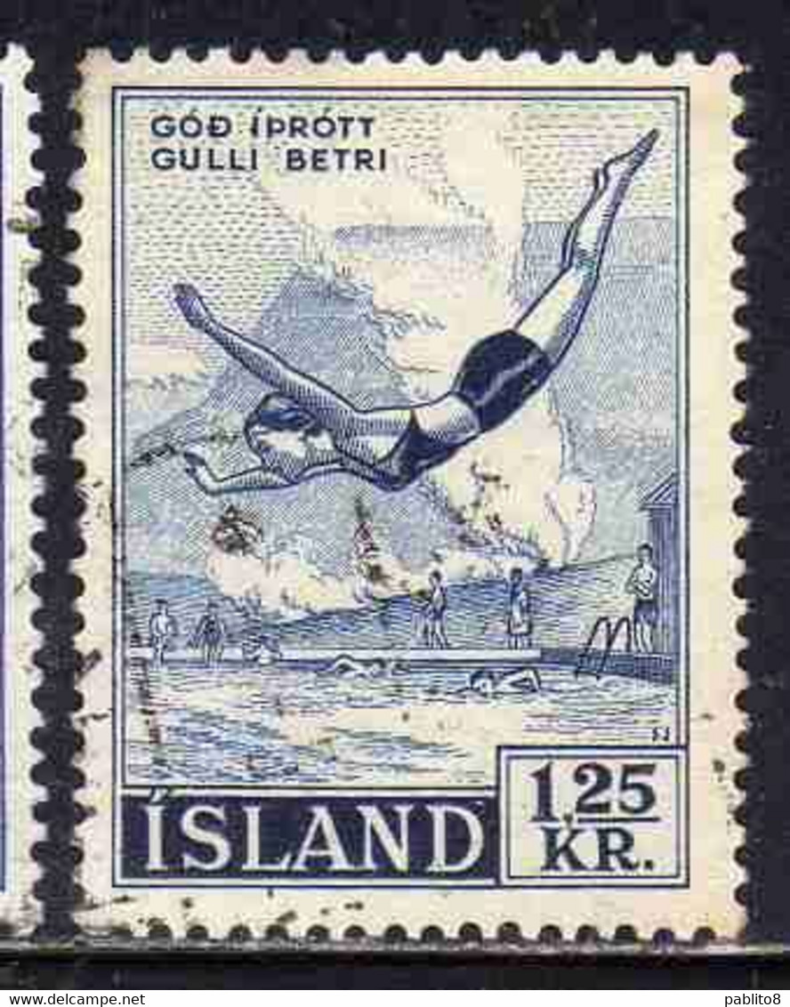 ISLANDA ICELAND ISLANDE 1955 ICELANDIC WRESTLING 1.25k USED USATO OBLITERE' - Oblitérés