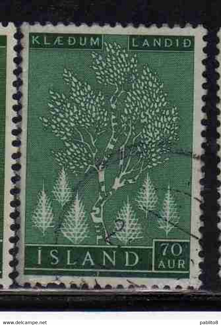 ISLANDA ICELAND ISLANDE 1957 EVERGREEN AND VOLCANOES BIRCH 70a USED USATO OBLITERE' - Luchtpost