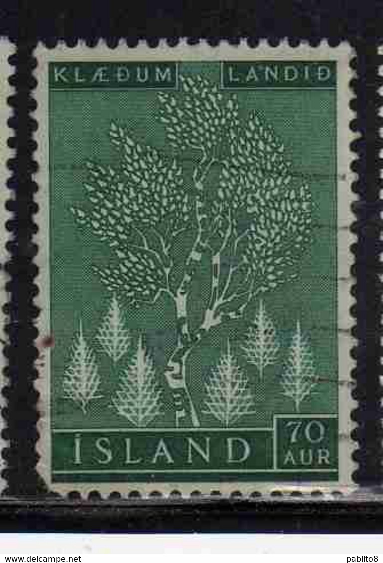 ISLANDA ICELAND ISLANDE 1957 EVERGREEN AND VOLCANOES BIRCH 70a USED USATO OBLITERE' - Poste Aérienne