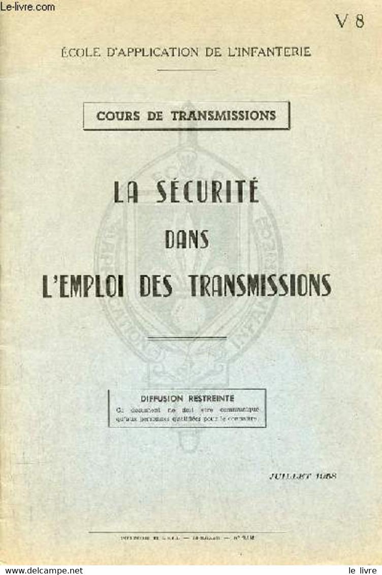 La Sécurité Dans L'emploi Des Transmissions - Ecole D'application De L'infanterie - Cours De Transmissions - Juillet 195 - Français