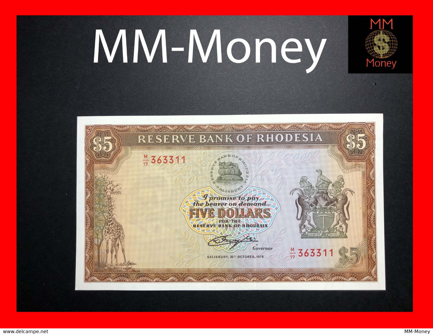 RHODESIA 5 $  20.10.1978   P. 36  AUNC - Rhodésie