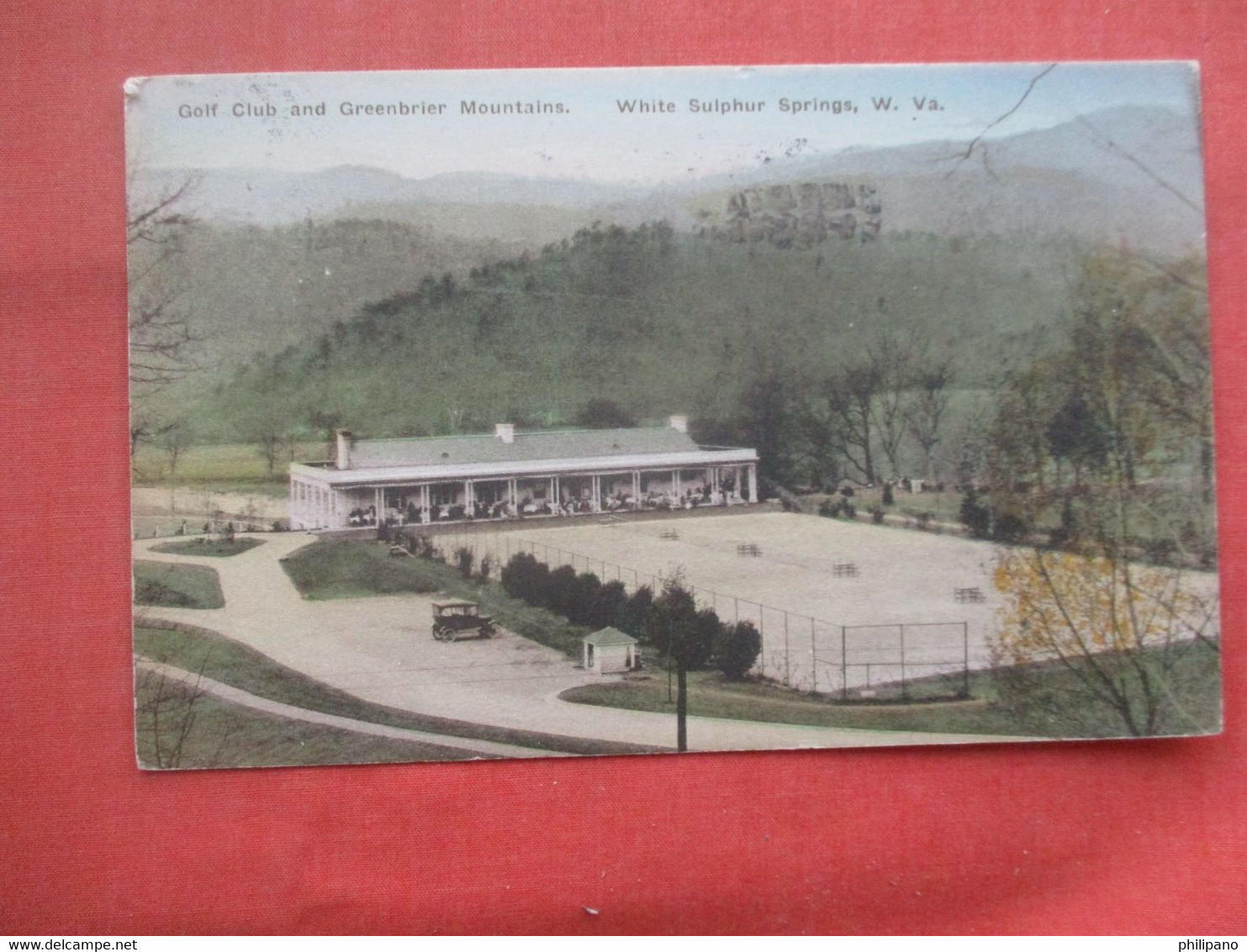 Hand Colored. Golf Club & Greenbrier Mountains White Sulphur Springs  West Virginia >     Ref 5760 - Other & Unclassified