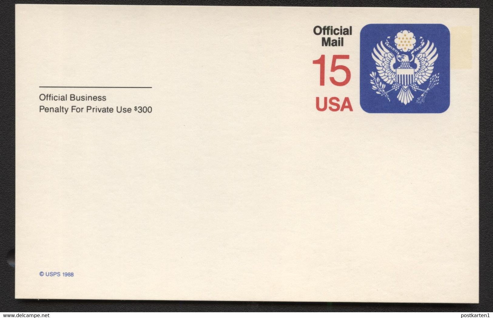 UZ4 Official Mail Postal Card Mint Vf 1988 - 1981-00