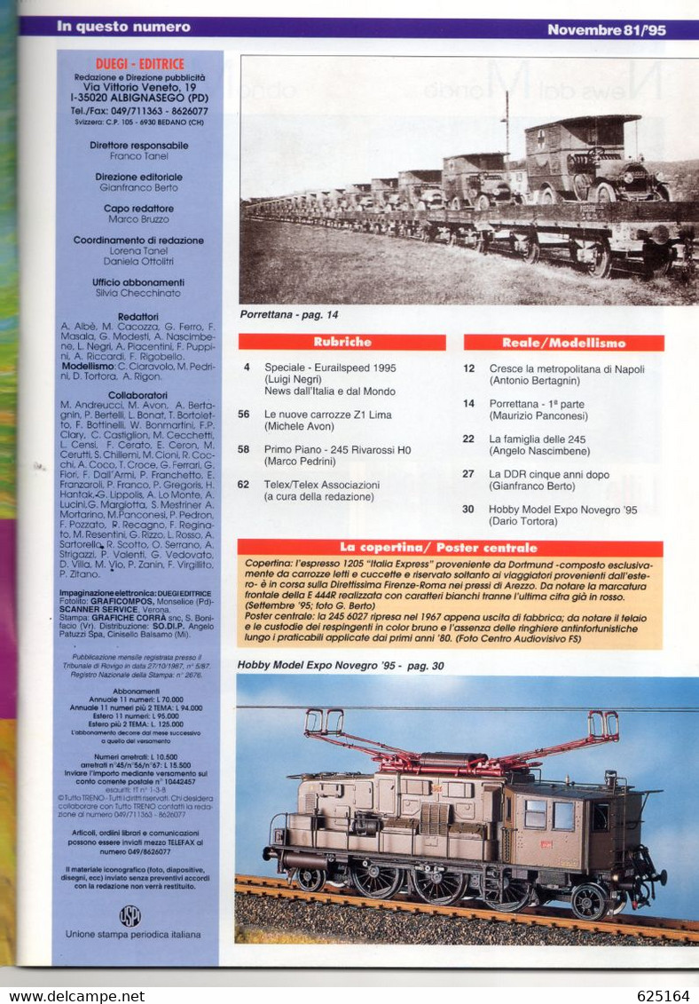 Magazine TUTTO TRENO No 81 Novembre 1995 - En Italien - Unclassified