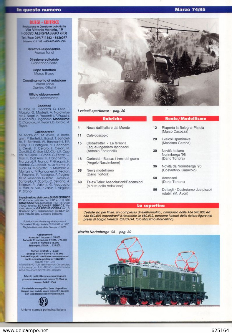 Magazine TUTTO TRENO No 74 Marzo 1995 - En Italien - Unclassified