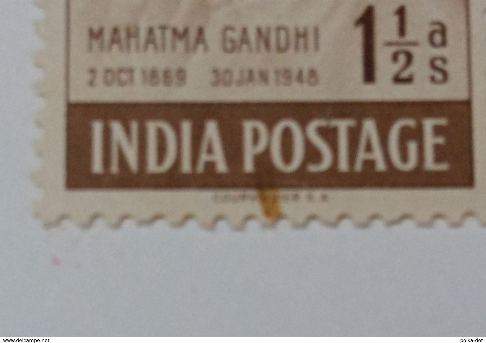 INDIA 1948 GANDHI MOURNING ISSUE 11/2As. Error Doctor's Blade Unlisted  MINT NO GUM - Ungebraucht