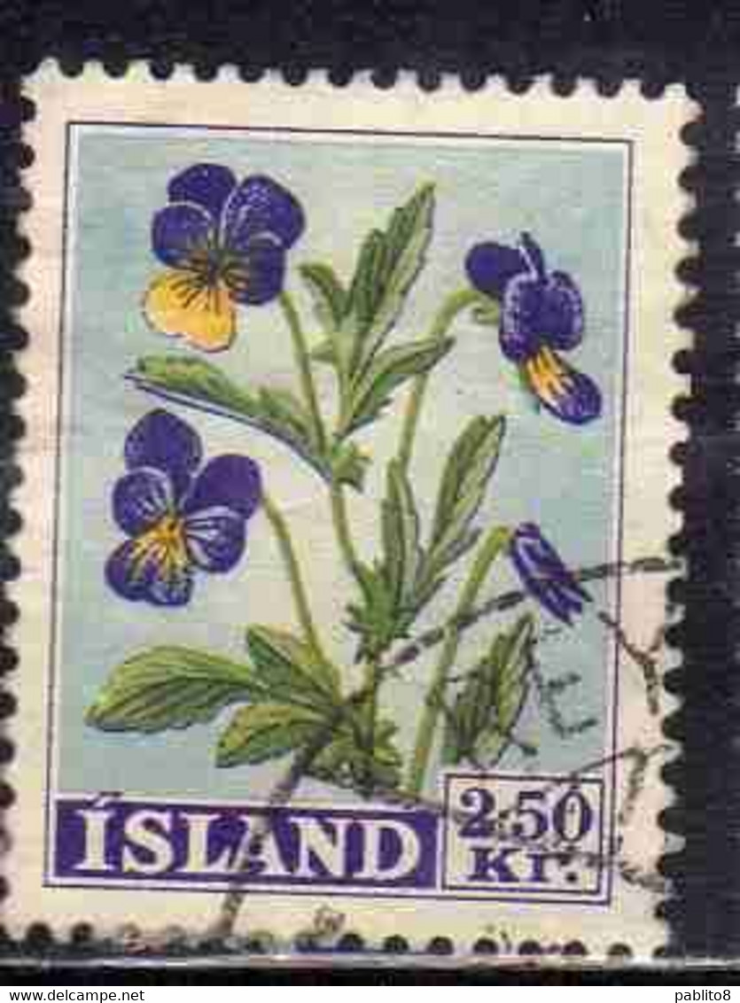 ISLANDA ICELAND ISLANDE 1958 FLORA FLOWERS PLANTS WILD PANSY 2.50k USED USATO OBLITERE' - Oblitérés