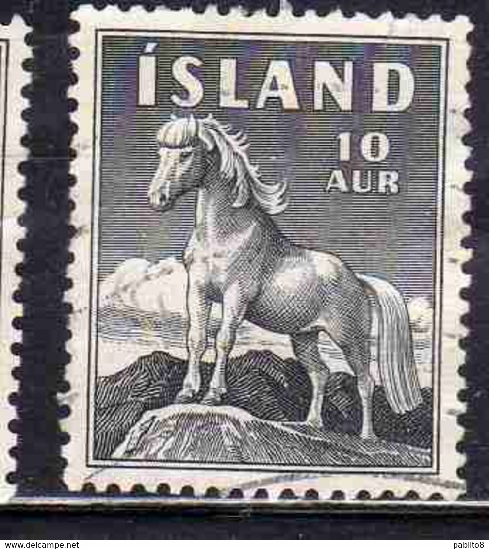 ISLANDA ICELAND ISLANDE 1958 ICELANDIC PONY 10a USED USATO OBLITERE' - Oblitérés