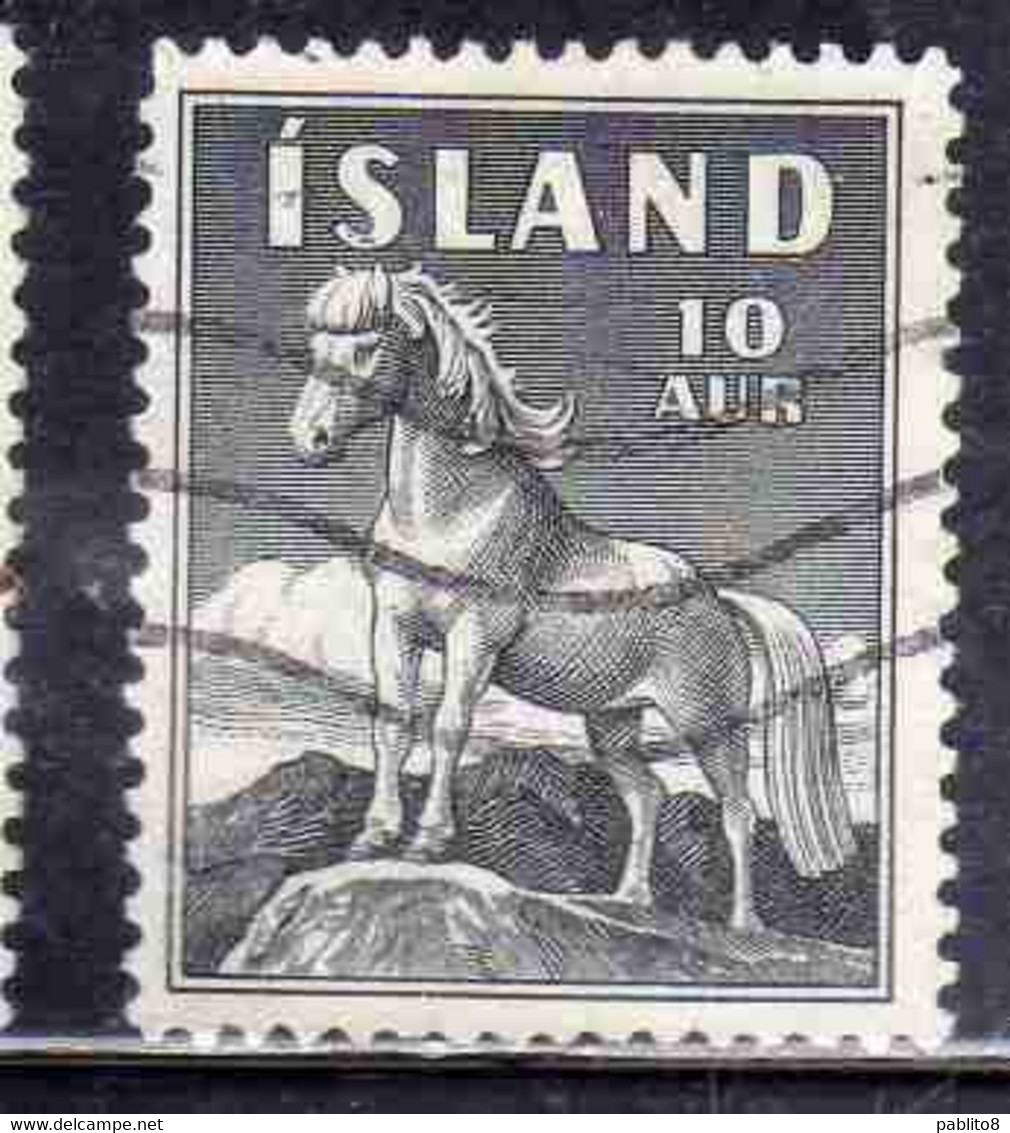 ISLANDA ICELAND ISLANDE 1958 ICELANDIC PONY 10a USED USATO OBLITERE' - Gebruikt