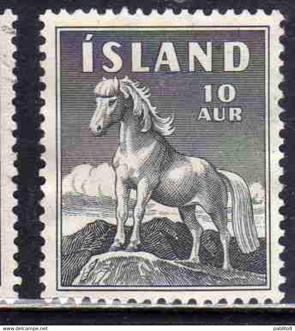 ISLANDA ICELAND ISLANDE 1958 ICELANDIC PONY 10a USED USATO OBLITERE' - Oblitérés