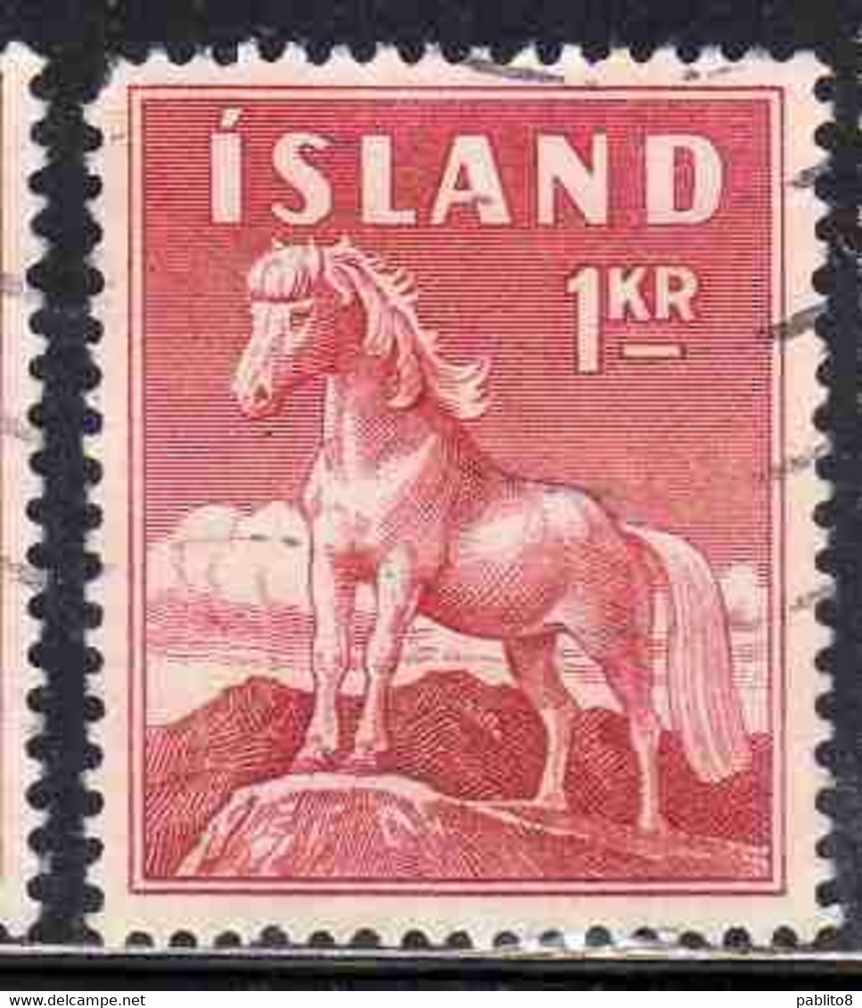 ISLANDA ICELAND ISLANDE 1960 ICELANDIC PONY 1k USED USATO OBLITERE' - Used Stamps