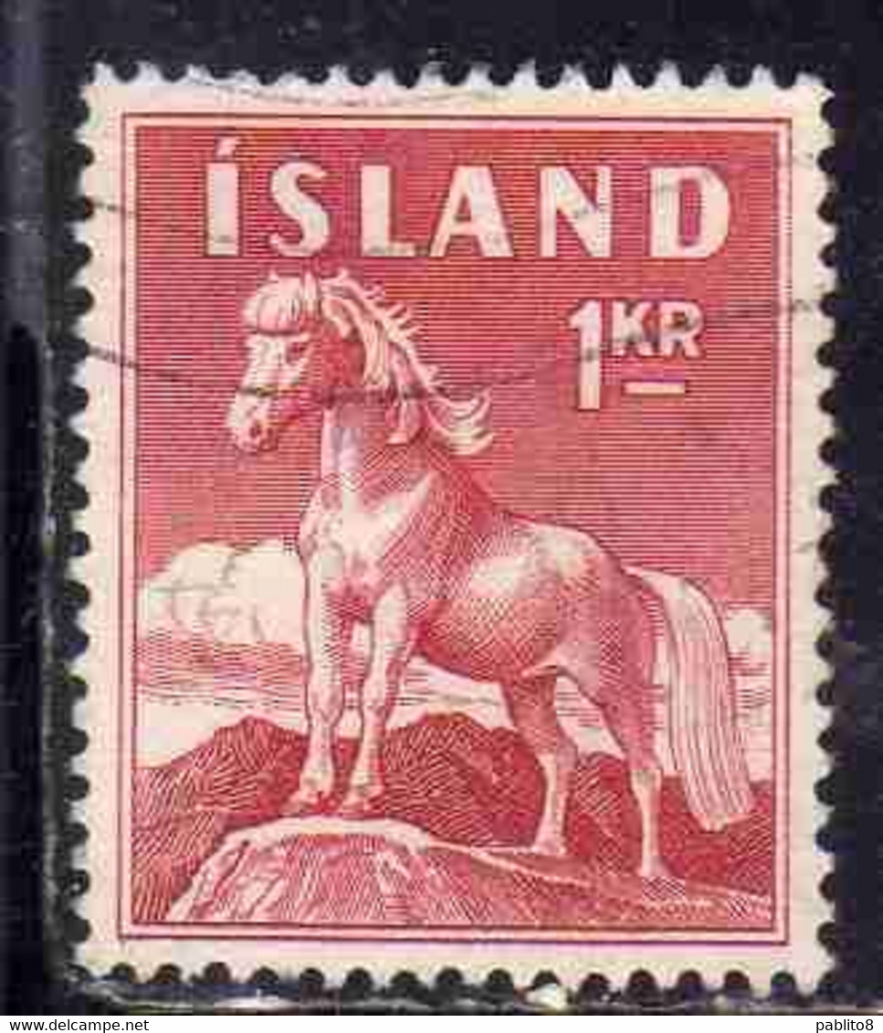 ISLANDA ICELAND ISLANDE 1960 ICELANDIC PONY 1k USED USATO OBLITERE' - Oblitérés