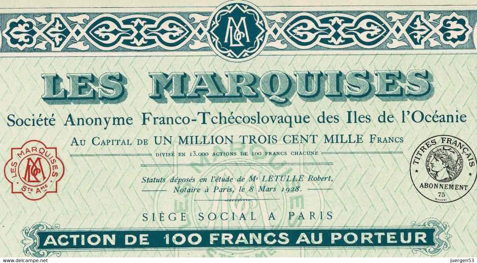 Les Marquises, S. A. Franco-Tchécoslovaque Des Iles De L'Océanie - A - C