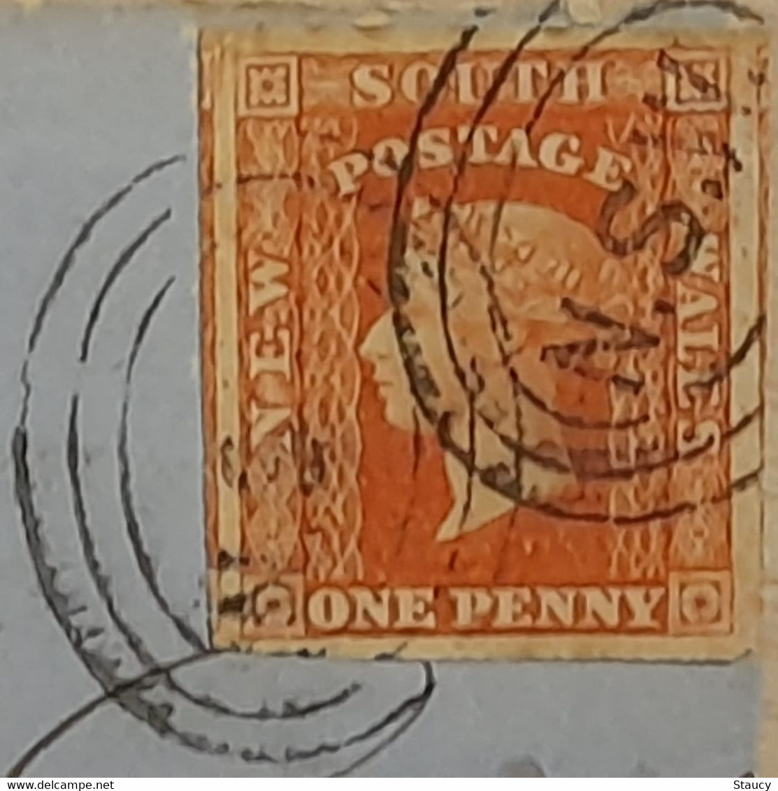 AUSTRALIA NEW SOUTH WALES NSW 1856 QV 1d ORANGE RED IMPERF With Wide Margins To Woolloomooloo NSW OVAL RING CANCELLATION - Lettres & Documents