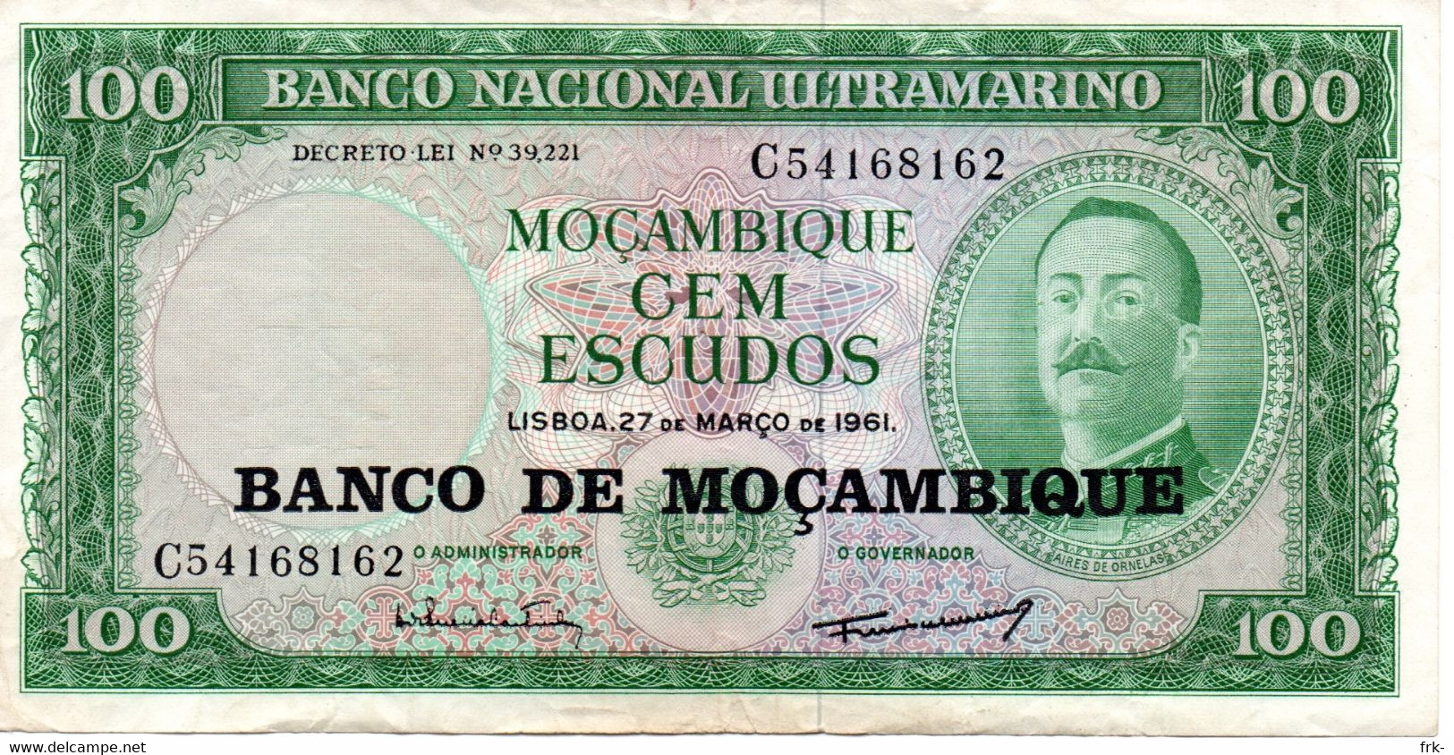 Mocambique 100 Escudos 1961 Circulated - Mozambique