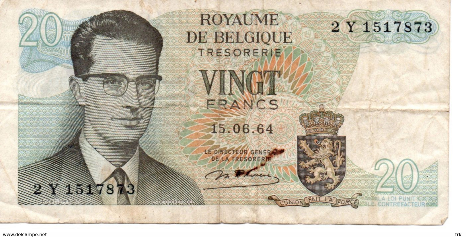 Belgio 20 Francs1964 Circulated - 20 Francs