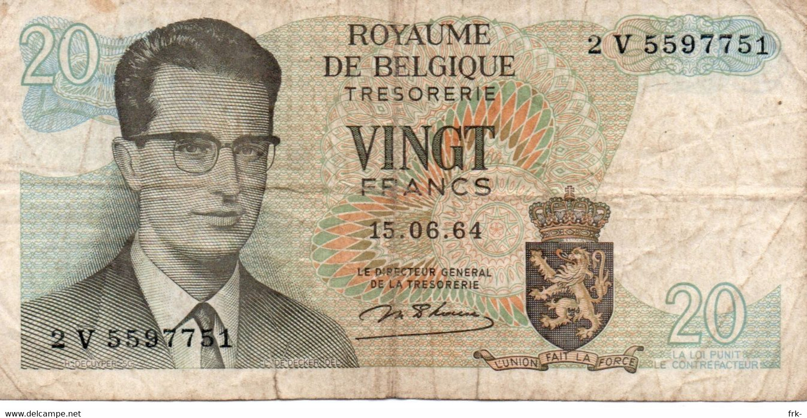 Belgio 20 Francs1964 Circulated - 20 Francos