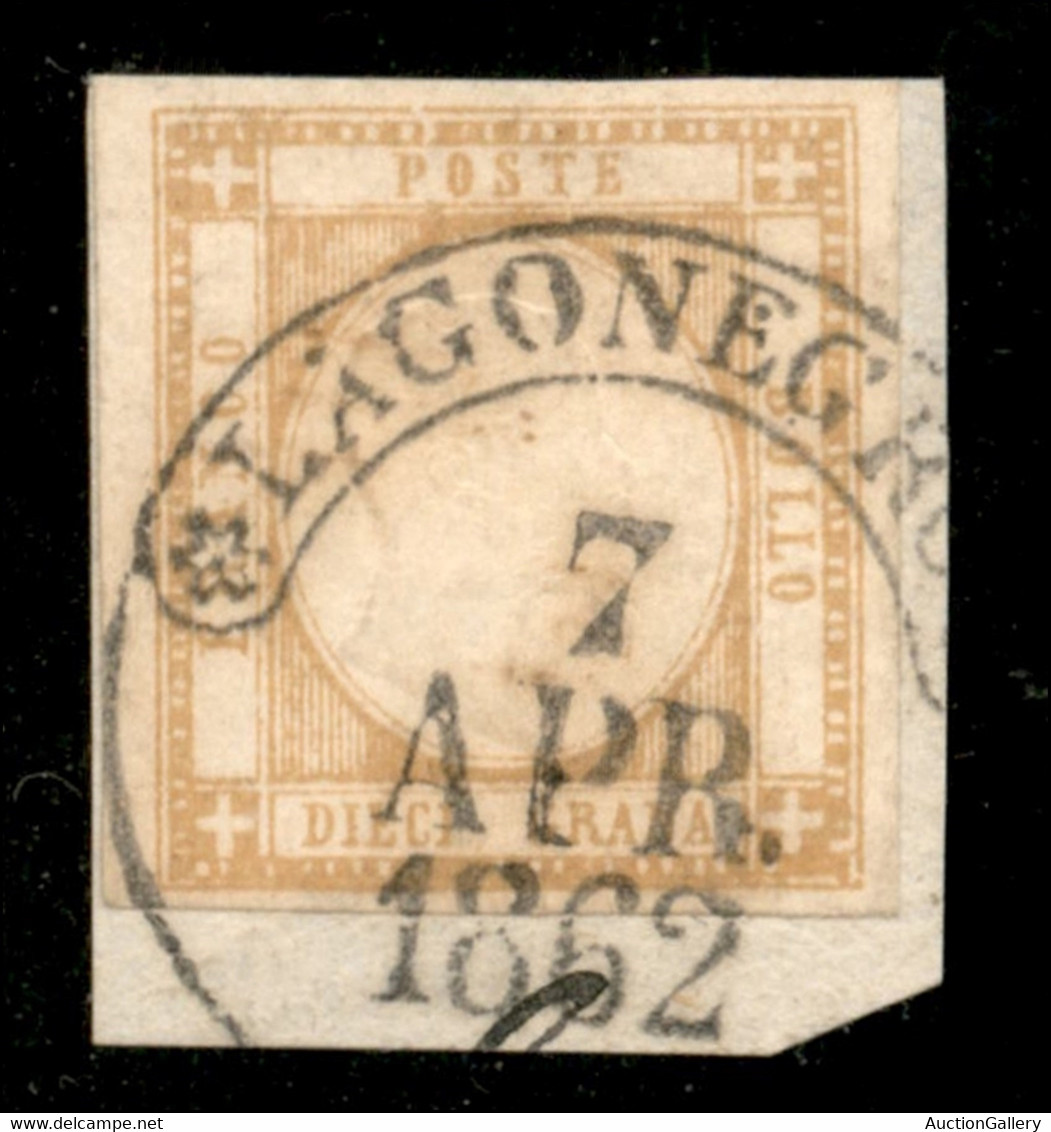 Napoli - Province Napoletane - 1861 - 10 Grana Giallo Ocra (22a) Usato A Lagonegro (P.ti 6) Il 7.4.62 Su Frammento - Other & Unclassified