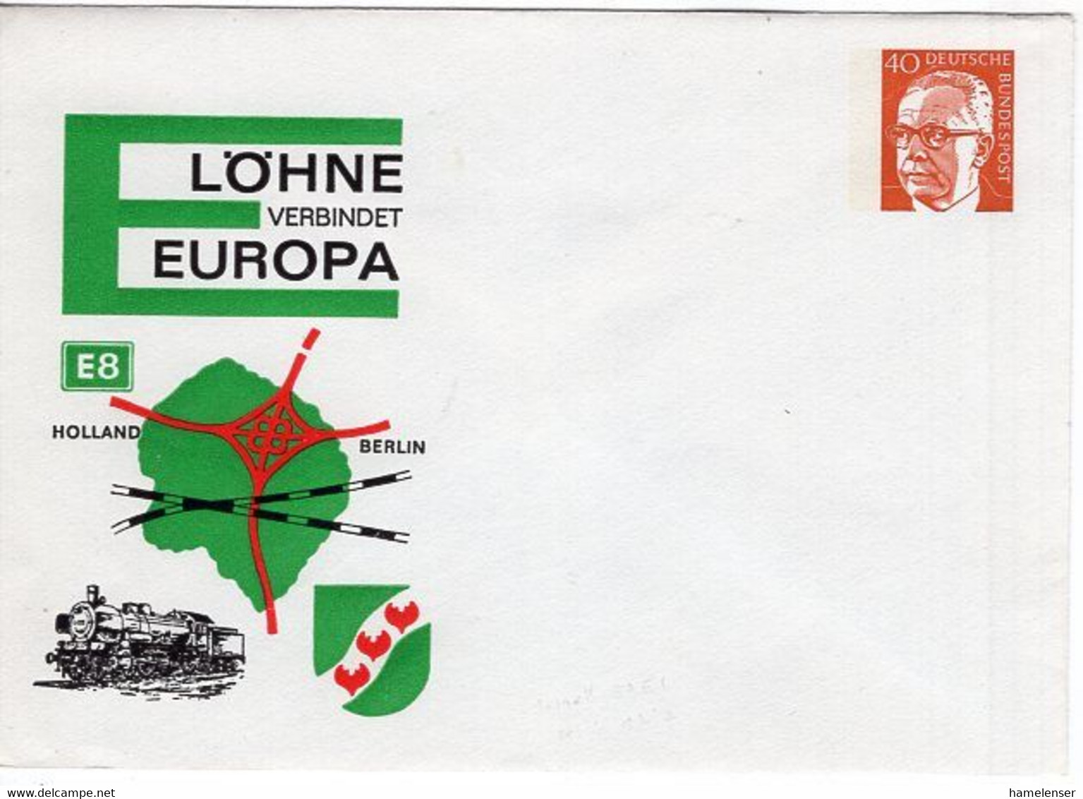 54347 - Bund - 1972 - 40Pfg Heinemann PGAUmschl "Loehne Verbindet Europa", Ungebraucht - Trenes