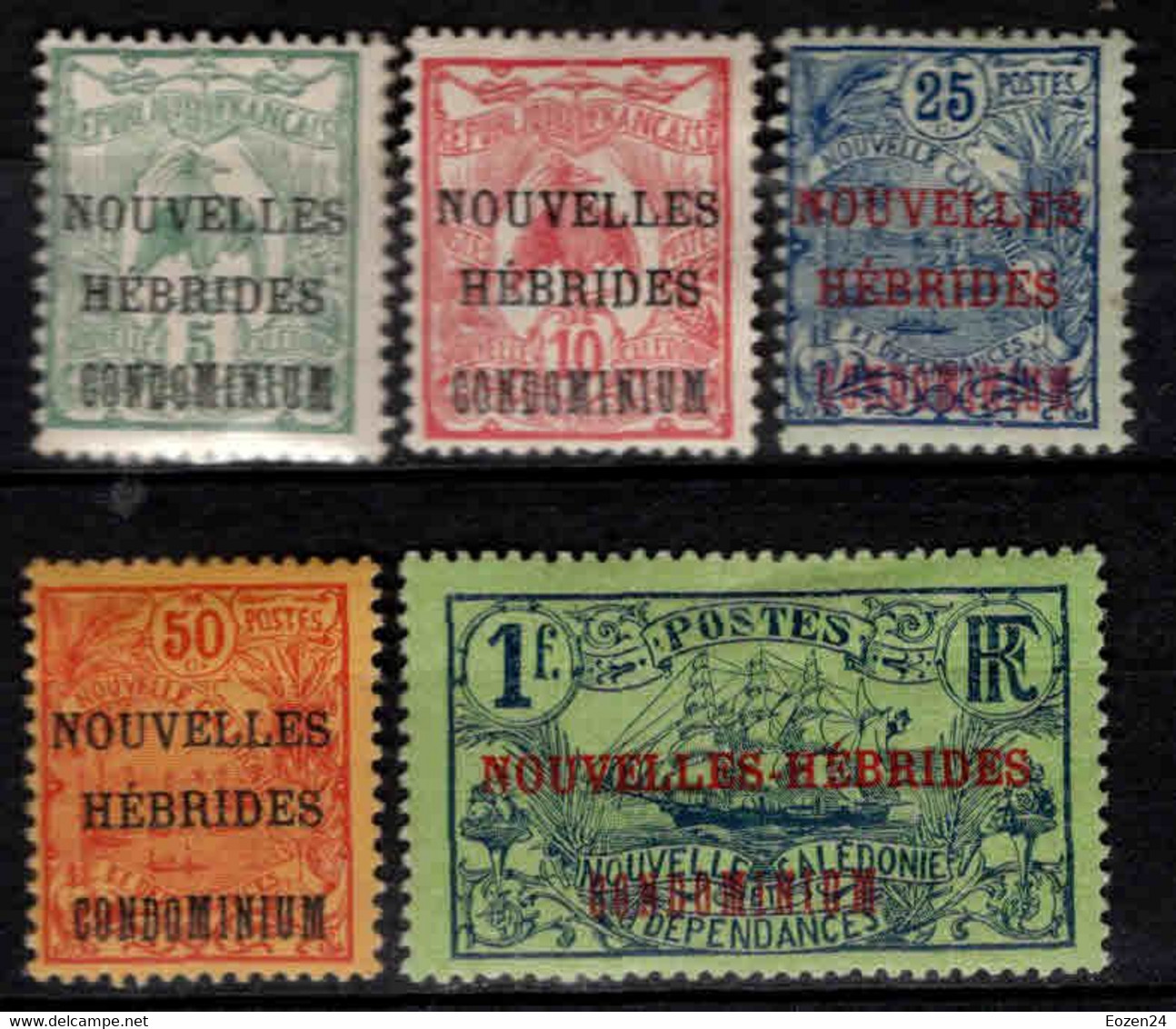 Nouvelles Hébrides - 1910 -  N°15 à 19   - Neuf * - MLH - Ongebruikt