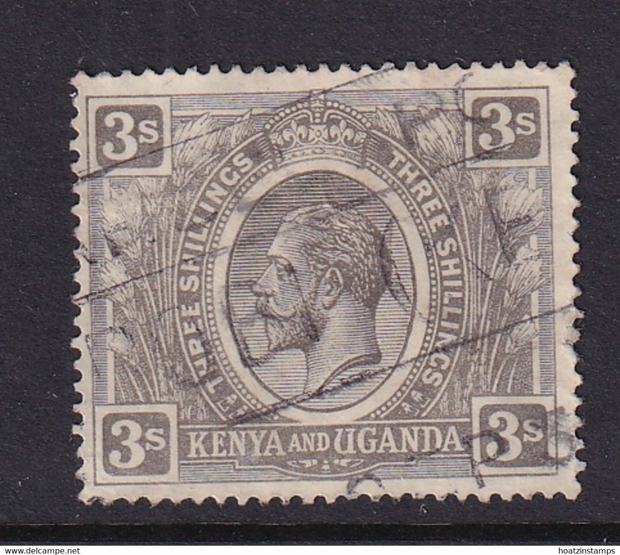 Kenya & Uganda: 1922/27   KGV    SG90    3/-   Brownish Grey  Used - Kenya & Ouganda