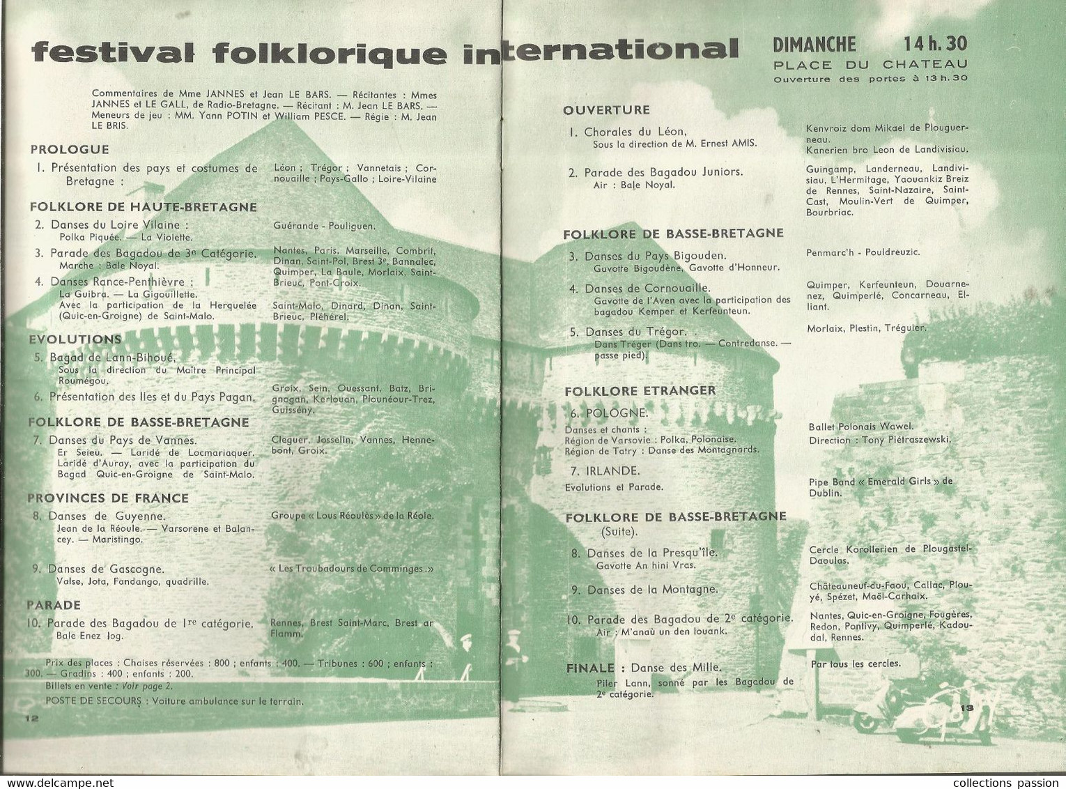 programme, Brest, VIII e festival international des CORNEMUSES, 9 scans, 1960, frais fr 3.35 e