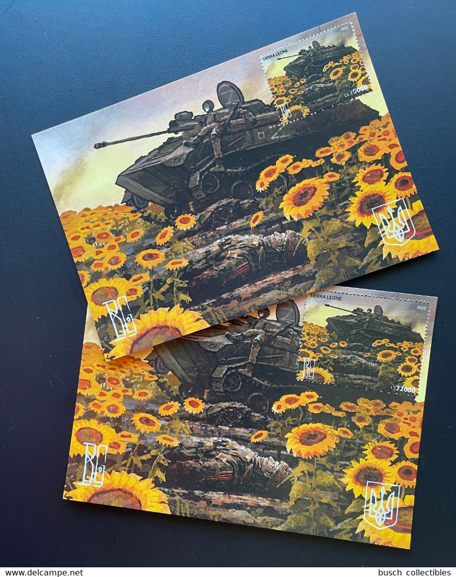 Sierra Leone 2022 Mi. ? Carte Maximum Maxi Card Ukraine War Russian Invasion Sunflowers Tank Char Boris Groh - Sierra Leone (1961-...)